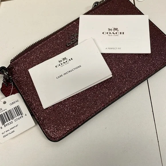 Coach Purple Dark Pink Glitter Wristlet. Brand New With Tags Authentic Bling - Picture 2 of 10
